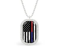 Oudrspo U.S. Thin Line Blue Flag Custom Necklace for Women Rectangle Pendant Necklaces Fashion Jewelry Gifts Gold Silver