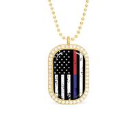 Oudrspo U.S. Thin Line Blue Flag Custom Necklace for Women Rectangle Pendant Necklaces Fashion Jewelry Gifts Gold Silver