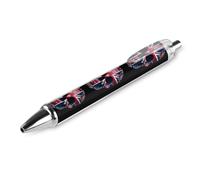 Oudrspo Union Jack British Flag Sugar Skull Retractable Ballpoint Pens Black Gel Ink Pen Smooth Writing for Office Home Work
