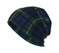Oudrspo Unisex Beanie Hat Clan Gordon Blue and Green Scottish Tartan Warm Slouchy Knit Hat Headwear Gift for Adult