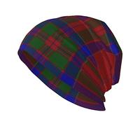 Oudrspo Unisex Beanie Hat Scottish Clan MacGillivray Red Green Blue Tartan Warm Slouchy Knit Hat Headwear Gift for Adult