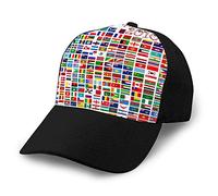 Oudrspo Unisex Cotton Sandwich Peaked Cap Adjustable Baseball Hats World Flags Mesh Hat