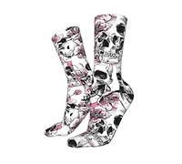 Oudrspo Unisex Socks Skull Flowers Pink Men's Athletic Ankle Socks Cushion Running Socks Cotton Socks Crew Socks