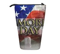 Oudrspo Us Military Soldiers Patriotic Memorial Day Pencil Case Printed Standing Pencil Case Telescopic Pencil Holder Case Cute Stationery Case Office Organizer with Zipper Closure