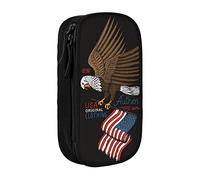 Oudrspo USA Patriotic Eagle with American Flag Printed Large Pencil Case, Durable Pencil Pouch, Portable Stationery Bag, Stationery Organizer