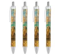 Oudrspo Vacation Sea Turtle And Strawberry Ballpoint Pen Retractable Writing Smooth Black Ink Ball Point Pens Office Supplies 4 PCS