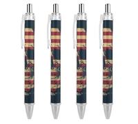 Oudrspo Vintage American Skull Ballpoint Pen Retractable Writing Smooth Black Ink Ball Point Pens Office Supplies 4 PCS