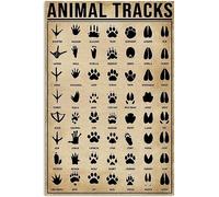 Oudrspo Vintage Animal Tracks Field Guide Animal Tracks Poster Metal Aluminium Tin Sign 12x16 Inch Wall Decor