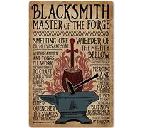 Oudrspo Vintage Blacksmith Knowledge Blacksmith Master of The Forge Poster Metal Aluminium Tin Sign 8x12 Inch Wall Decor