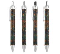 Oudrspo Vintage Boho Mandala Ballpoint Pen Retractable Writing Smooth Black Ink Ball Point Pens Office Supplies 4 PCS