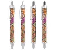 Oudrspo Vintage Boho Mandala Flower Ballpoint Pen Retractable Writing Smooth Black Ink Ball Point Pens Office Supplies 4 PCS