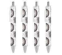 Oudrspo Vintage Boho Sun Black White Black Pens Ballpoint Pen Ball Point Pen Smooth Writing Gel Pens Retractable 0.5 Fine Point for School Office Vintage Boho Sun Black White Pattern 4 PCS