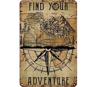 Oudrspo Vintage Camping Trekking Hiking Find Your Adventure Be Balance Poster Metal Aluminium Tin Sign 8x12 Inch Wall Decor