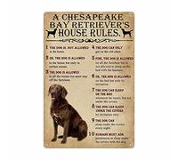 Oudrspo Vintage Chesapeake Bay Retriever'House Rules Aluminium Metal Tin Sign 16x12 Inch Tin Poster Wall are Decor New