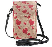 Oudrspo Vintage Cute Red Hearts Crossbody Phone Purse Small Shoulder Bag Cell Phone Pouch Leather Wallet Best Gift for Valentines Day,Anniversary,Birthdays