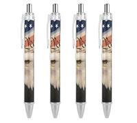 Oudrspo Vintage Eagle And American Flag Ballpoint Pen Retractable Writing Smooth Black Ink Ball Point Pens Office Supplies 4 PCS