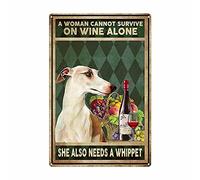 Oudrspo Vintage Funny Metal Tin Sign Whippet She Also Needs A Whippet Poster Style Wall Man Cave Garage Farm Pet Shop Art Pub Bar Retro Decor