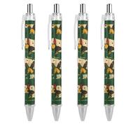 Oudrspo Vintage Jamaica Flag Style Butterflis Ballpoint Pen Retractable Writing Smooth Black Ink Ball Point Pens Office Supplies 4 PCS