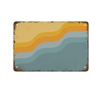 Oudrspo Vintage Metal Tin Sign Retro Wavy Lines In Sunset Orange And Ocean Blue Wall Decor Contemporary Art Colorful Artwork Horizontal Suitable For Home And Bar Cafe Wall Decor 8x6 Inch