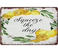Oudrspo Vintage Metal Tin Signs - Meyer Lemon Print Watercolor Citrus Art Spring Home Decor Kitchen Wall Art Farmhouse Decor 12x8 Inch
