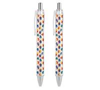 Oudrspo Vintage Pattern of Autism Awareness Retractable Ballpoint Pens Black Gel Ink Pen Smooth Writing for Office Home Work
