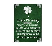 Oudrspo Vintage Quotes Metal Sign Irish Blessing Green Clover Tin Sign Retro Plaque Wall Decor For Home Garden Kitchen Pub Bar Cafe Man Cave 8x12inch