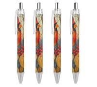 Oudrspo Vintage Stained Glass Cardinal Ballpoint Pen Retractable Writing Smooth Black Ink Ball Point Pens Office Supplies 4 PCS