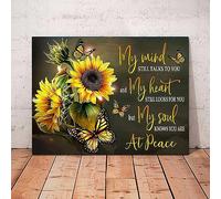 Oudrspo Vintage Sunflower Butterfly My Mind Still Talks to You Sunflower and Butterfli Love Heaven Poster Metal Aluminium Tin Sign 8x12 Inch Wall Decor