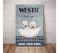 Oudrspo Vintage Westie Dog Metal Plaque Poster Westie Co.Bath Retro Metal Tin Sign Plaque Wall Decor Gift For Bathroom Restaurant Theater Farm Bedroom Cafe 12x16inch