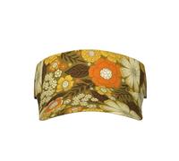 Oudrspo Visor Hat 1970s RetroVintage Floral Empty Top Sun Cap Sports Beach Tennis Golf Running Hiking Adjustable Hat for Men Women Teens Black
