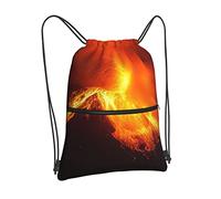 Oudrspo Volcano Eruption Drawstring Backpack Bag Drawstring Zipper Backpack Sport Gym Travel Yoga Sackpack For Men Women