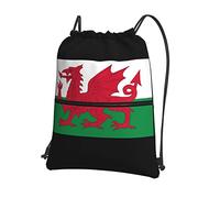 Oudrspo wales flag Drawstring with Zipper Sackpack Gym Sports, Waterproof Backpack String Bag Cinch