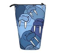 Oudrspo Wall of Walrus Pencil Case,Stand Pencil Pouch,Telescopic Pencil Case Stand Pencil Holder Pen Bag