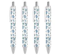 Oudrspo Watercolor Blue Butterflies Black Pens Ballpoint Pen Ball Point Pen Smooth Writing Gel Pens Retractable 0.5 Fine Point for School Office Watercolor Blue Butterflies Pattern 2 PCS