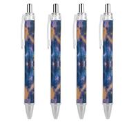 Oudrspo Watercolor Navy Blue Purple Gold Marble Ballpoint Pen Retractable Writing Smooth Black Ink Ball Point Pens Office Supplies 4 PCS