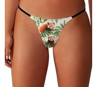 Oudrspo Watercolor Red Pandas Women's G-String Thongs Sexy Low Waist Panties T Back Breathable Cheeky Underwear