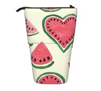 Oudrspo Watercolor Watermelon Pencil Case Printed Standing Pencil Case Telescopic Pencil Holder Case Cute Stationery Case Office Organizer with Zipper Closure