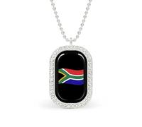 Oudrspo Waving South African Flag Shiny Square White Diamond Necklace for Women Diamond Pendant Jewelry Chain Gift