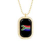 Oudrspo Waving South African Flag Shiny Square White Diamond Necklace for Women Diamond Pendant Jewelry Chain Gift