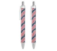 Oudrspo Waving U.S. Flag Funny Ballpoint Pen Printed Retractable Black Round Barrel Fine Point Pens 0.5mm 1/2/4 Pcs