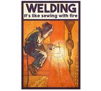 Oudrspo Welding It's Like Sewing With Fire Woman Bakes Metal Tin Signs Woman Welder Retro Poster We Do The Same Job Typographic Plaque Home Studio Club Wall Art Decor 12x16 inchses