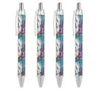 Oudrspo West Highland Terrier in Flowers Funny Ballpoint Pen Printed Retractable Black Round Barrel Fine Point Pens 0.5mm 1/2/4 Pcs