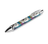 Oudrspo West Highland Terrier in Flowers Funny Ballpoint Pen Printed Retractable Black Round Barrel Fine Point Pens 0.5mm 1/2/4 Pcs