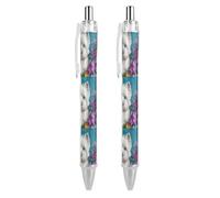 Oudrspo West Highland Terrier in Flowers Funny Ballpoint Pen Printed Retractable Black Round Barrel Fine Point Pens 0.5mm 1/2/4 Pcs