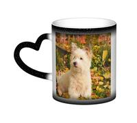 Oudrspo Westie Autumn West Highland White Terrier Dogs, Ceramics Mug Heat Sensitive Color Changing Mug in The Sky Coffee Mugs Ceramic Cup 330ml