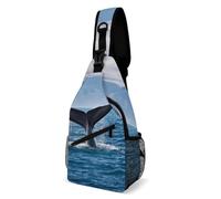 Oudrspo Whale Tail Sling Bag for Men Women Crossbody Backpack Whisky And Cigar Crossbody Bag Chest Bags for Travel Sport