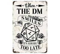 Oudrspo When The Dm Smiles Sign It'S Already Too Late Metal Tin Sign, Funny Quotes For Home Office Man Cave Gambling House Game Accessories Garage Bar Pub Cafe Shop Car Wall Art Decor Sign 12x16 Inch