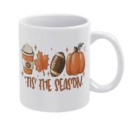 Oudrspo White 1 Rustic Tis' The Season Pumpkin Mug,Farmhouse Retro Fall Artwork Decor,Autumn Harvest Thanksgiving Birthday and Fall Gifts for Family or Friend,Gift Box Packaging 11 Oz