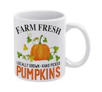 Oudrspo White 10 Fall Decor Coffee Mug,Fall Pumpkin Coffee Tea Cup Thanksgiving Harvest Autumn Decoration Home Kitchen Office Room Fall Gift Decor,Locally Grown Hand Picked Pumpkins 11 Oz