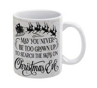 Oudrspo White 8 Rustic May You Never Be Too Grown Up to Search The Skies On Christmas Eve Ceramic Coffee Mug,Farmhouse Christmas Santa Artwork Decor,Home Office Decoration 11 Oz/300 ml